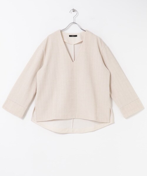 URBAN RESEARCH ROSSO（アーバンリサーチロッソ）の「Vネックモールラメプルオーバー（Tシャツ/カットソー・レディース・IVORY/NAVY・Free）」の7枚目の写真