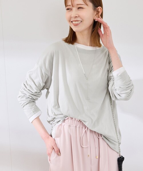 ROPE' PICNIC(ロペピクニック)の「シアーロングTシャツ(Tシャツ/カットソー・レディース・チャコール/ライトグレー/ホワイト/ピンク・38)」の22枚目の写真