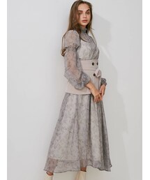 MERCURYDUO | コルセット付きシャーリングシフォンワンピース(ワンピース)