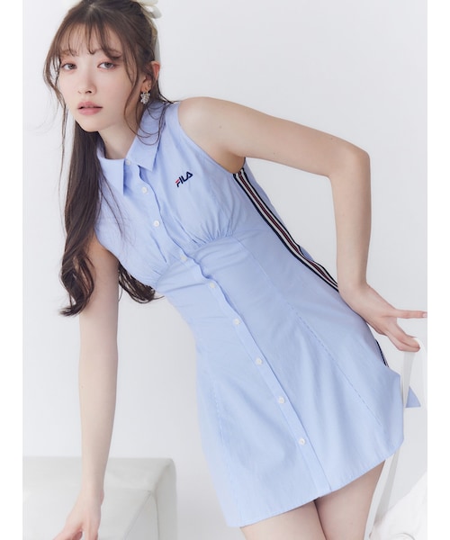 RESEXXY（リゼクシー）の「【FILA】サイドラインシャツワンピース（シャツワンピース・レディース・ブラック/ブルー・F）」の20枚目の写真