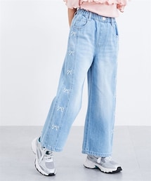 nissen | 綿100％リボン刺しゅうデニムワイドパンツ（女の子）(パンツ)