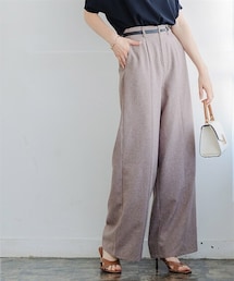 nissen | リネンライクセンターシーム入ワイドパンツ（UVカット・吸汗速乾・防シワ）＜大きいサイズ有＞(スウェットパンツ)