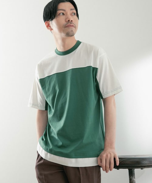 ITEMS URBANRESEARCH（アイテムズ アーバンリサーチ）の「フハクキリカエ TCクルーネックTシャツ（Tシャツ/カットソー・メンズ・BLU/BLK/GRN・M/L）」の3枚目の写真