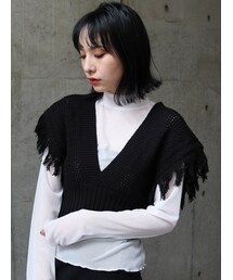 MURUA | フリンジベストレイヤードトップス(ニット/セーター)