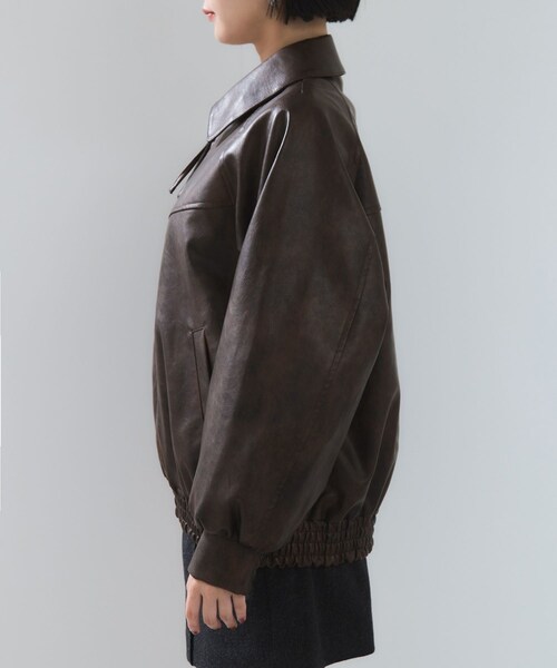 VIS（ビス）の「合皮＆スエードライクジップアップブルゾン（ブルゾン・レディース・ダークブラウン/ダークブラウン系/ピンク系・F）」の22枚目の写真