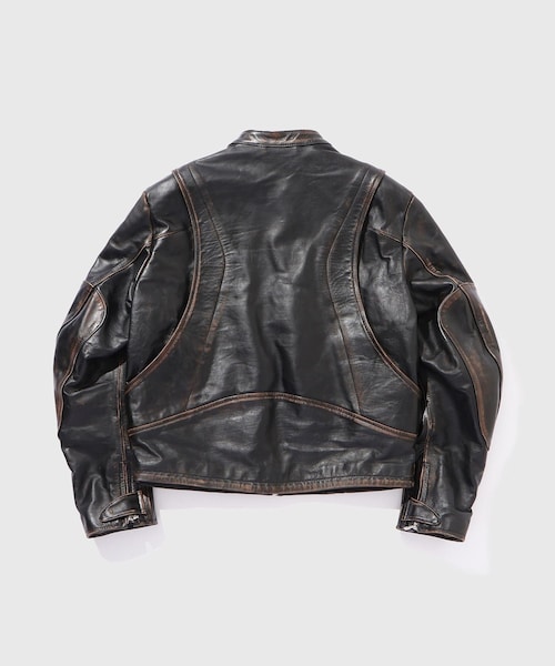 ADAM ET ROPE'（アダムエロペ）の「【NVRFRGT/ネヴァーフォーゲット】DISTRESSED LEATHER MOTORCYCLE JACKET（ライダースジャケット・メンズ・ダークブラウン・2）」の15枚目の写真