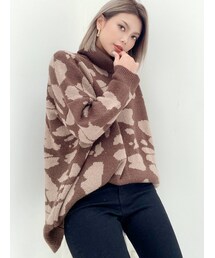 GYDA | COWジャカードハイネック ニットTOPS(ニット/セーター)