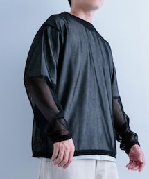 メッシュトップス+Tシャツ レイヤードセット