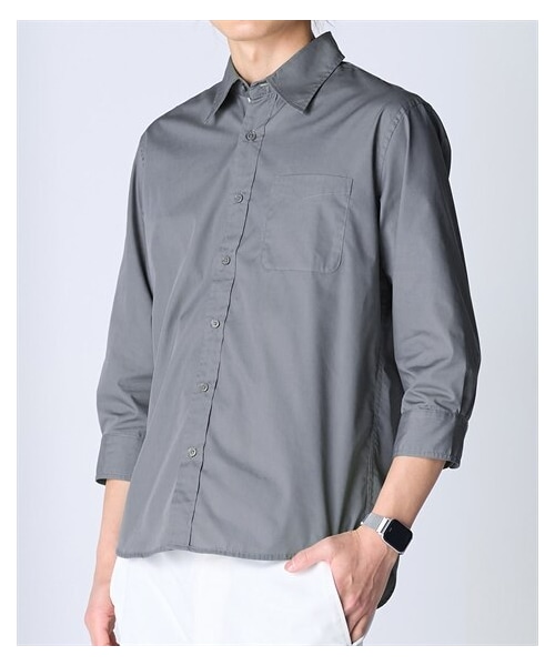 nissen（ニッセン）の「形態安定前立てデザイン7分袖シャツ【大きいサイズ有】（シャツ/ブラウス・メンズ・黒/グレー・M/L/LL/3L/4L/5L/6L/8L/10L）」の12枚目の写真