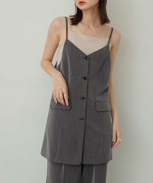 SENSE OF PLACE by URBAN RESEARCH(センスオブプレイスバイアーバンリサーチ)の「テーラードキャミチュニック(チュニック・レディース・BRN×PPL/BLACK/GRAY・one)」の6枚目の写真