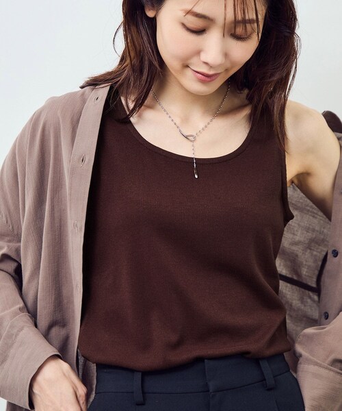 ROPE' PICNIC（ロペピクニック）の「ベーシックリブタンクトップ（タンクトップ・レディース・ブラック/オフホワイト/ブラウン/パープル系・M）」の5枚目の写真