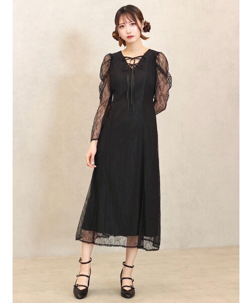 EATME（イートミー）の「ダブルリボンレースワンピース（ドレス・レディース・アイボリー/ブラック/ピンク・S/M）」の8枚目の写真