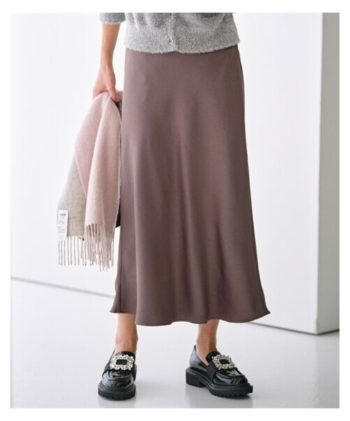 nissen（ニッセン）の「サテンマーメイドスカート【OtonaSMILE】（スカート・レディース・ローズグレー/コーラルオレンジ・M/L/LL/3L/4L/5L/6L）」の7枚目の写真