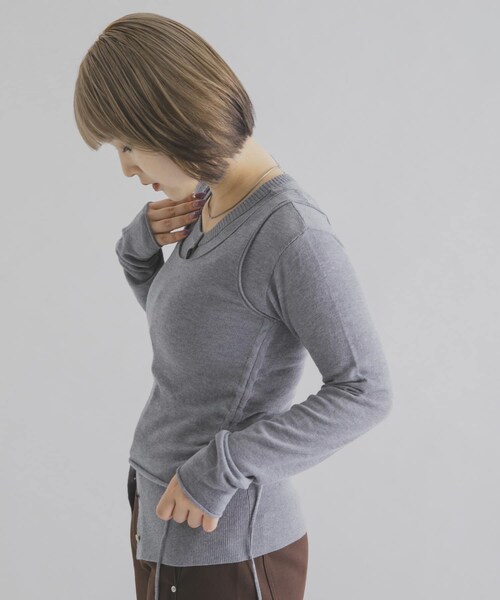 THE GOODLAND MARKET（ザグッドランドマーケット）の「cwtch　LAYERED KNIT TOPS（ニット/セーター・レディース・GRAY/NAVY/BERRY/YELLOW・Free）」の6枚目の写真