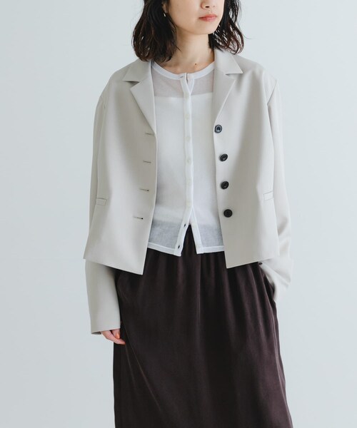 URBAN RESEARCH（アーバンリサーチ）の「new basic　ボックスショートジャケット（テーラードジャケット・レディース・BLACK/L.BEIGE・FREE）」の20枚目の写真