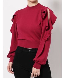 MERCURYDUO | 2WAYオープンショルダーラッフルニット(ニット/セーター)