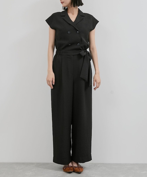 VIS（ビス）の「エアタン加工リラックスロンパース（サロペット/オーバーオール・レディース・ブラック/ベージュ系・F）」の13枚目の写真