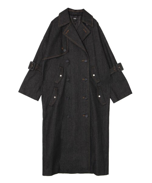 PAMEO POSE(パメオポーズ)の「Black Denim Coat(チェスターコート・レディース・ブラック・S/L)」の1枚目の写真