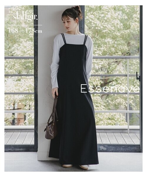 nissen（ニッセン）の「高身長　カットジョーゼットキャミソールワンピース（トールサイズ）Essenave（ワンピース・レディース・黒/チャコール/グレージュ/グレー・MTT/LTT/LLTT/3LTT/4LTT/5LTT）」の5枚目の写真