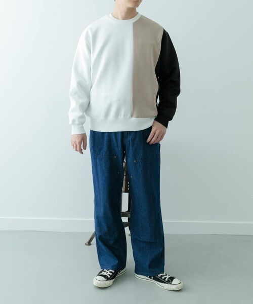 ITEMS URBANRESEARCH（アイテムズ アーバンリサーチ）の「ストレッチダンボール 切替トップス A（スウェット・メンズ・BLK/MOC/NVY・M/L）」の9枚目の写真