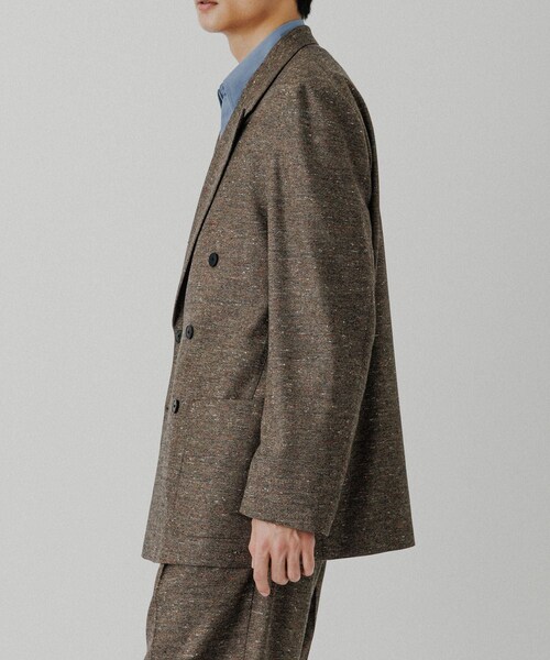 ADAM ET ROPE'(アダムエロペ)の「ハードクロス ダブルブレストジャケット / セットアップ対応(テーラードジャケット・メンズ・ブラック/ダークブラウン系・L/M)」の13枚目の写真