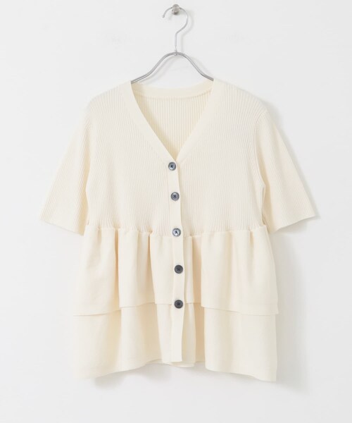 SENSE OF PLACE by URBAN RESEARCH（センスオブプレイスバイアーバンリサーチ）の「『WEB限定』ペプラムカーディガン(半袖)（カーディガン/ボレロ・レディース・IVORY/CHARCOAL/ORANGE・one）」の15枚目の写真