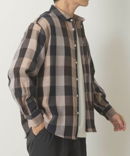 ITEMS URBANRESEARCH（アイテムズ アーバンリサーチ）の「TeddyBearワンポイントチェックネルシャツ（シャツ/ブラウス・メンズ・BEG/RED・M/L）」の6枚目の写真