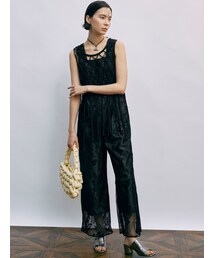 美品　ラグナムーン　レース　オールインワン　サロペット　ブラック　結婚式 セール】レースオールインワン（つなぎ/オールインワン