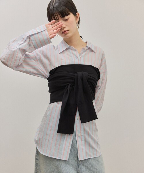 ADAM ET ROPE'（アダムエロペ）の「ボレロニットビスチェ（ベスト・レディース・ブラック/グレー・F）」の8枚目の写真