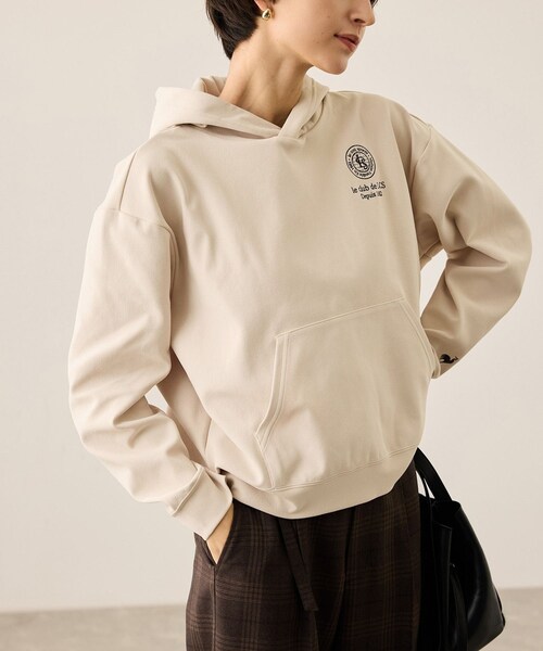 ROPE' PICNIC（ロペピクニック）の「【le coq sportif/ルコックスポルティフ】防風リブニットフーディースウェット/UVカット（パーカー・レディース・ベージュ/グリーン/ネイビー・F）」の2枚目の写真