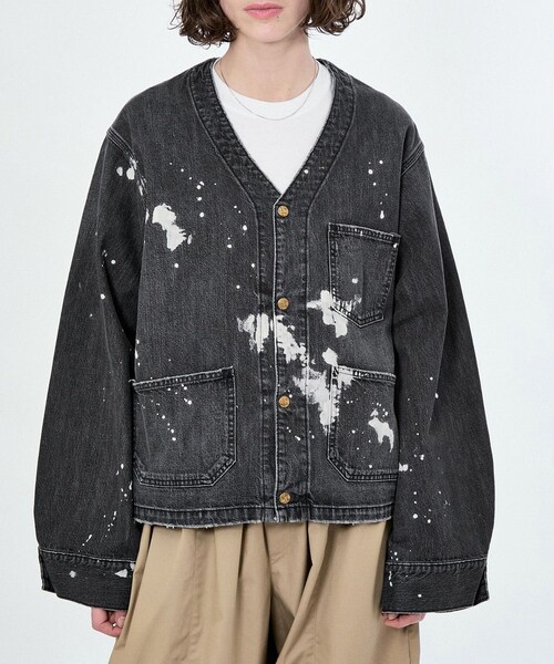 ADAM ET ROPE'(アダムエロペ)の「【Lee x BELPER x M】PAINT ENGINIEER SHORT JACKET(デニムジャケット・レディース・ブラック/ネイビー・L/M/XL)」の9枚目の写真