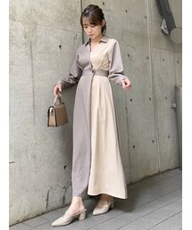 dazzlin | バイカラーシャツフレアワンピース(ワンピース)