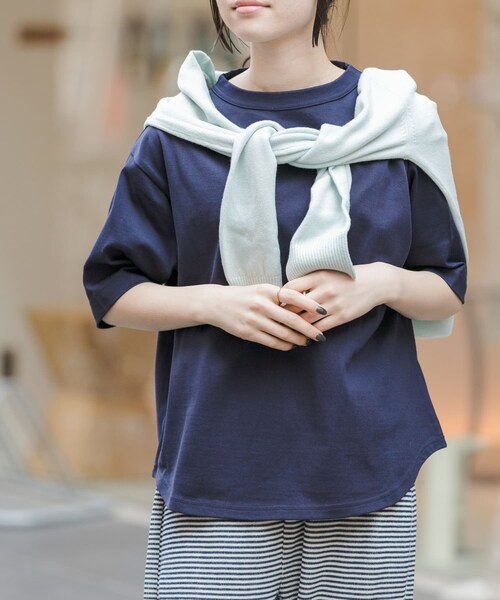 URBAN RESEARCH DOORS(アーバンリサーチドアーズ)の「FORK&SPOON ボトルネックショートスリーブTシャツ(Tシャツ/カットソー・レディース・OFF/NAVY/CAMEL/CRMxGRN/BLACK/TURQUOISE/BEGxBLK・1)」の8枚目の写真