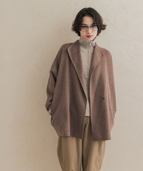 URBAN RESEARCH DOORS(アーバンリサーチドアーズ)の「ウールリバーミドルガウンコート(テーラードジャケット・レディース・杢BROWN/杢L.GREGE/CHECK・Free)」の6枚目の写真