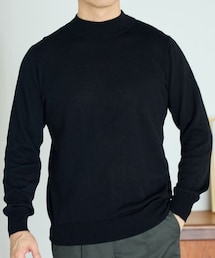 nissen | 洗える綿１００％モックネックニット（ハイゲージ）(ニット/セーター)