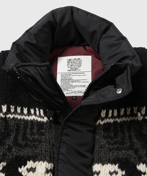 ADAM ET ROPE'（アダムエロペ）の「【elephant TRIBAL fabrics/エレファントトライバルファブリクス】Hybrid Cowichan Blouson（MA-1・メンズ・ブラック/カーキ・F）」の5枚目の写真