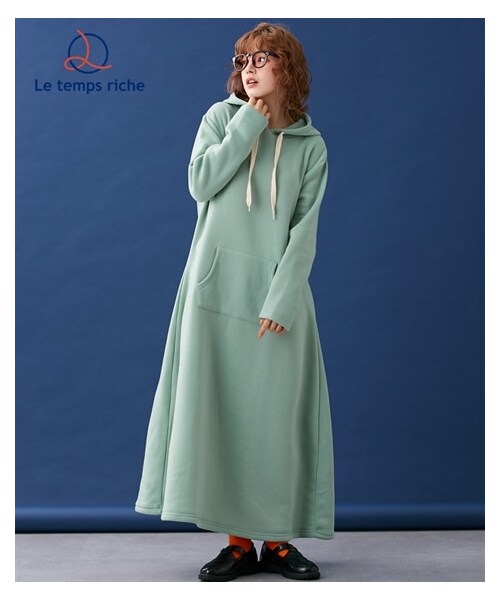 nissen（ニッセン）の「【裏起毛】フード付きパーカーワンピース