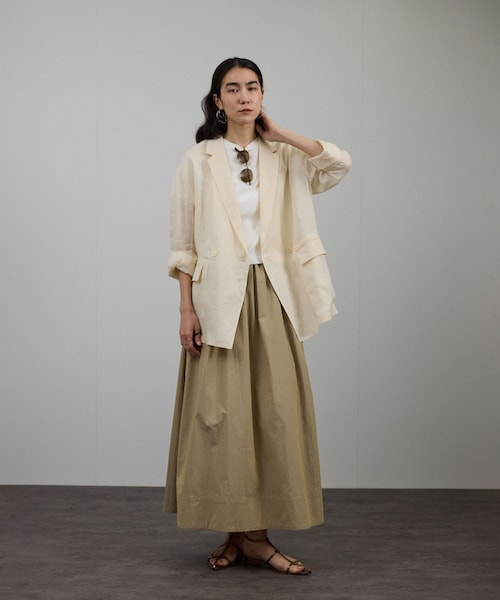 ADAM ET ROPE'（アダムエロペ）の「ラミーシアージャケット［UVケア・洗える・サイズ展開・今から秋まで］（テーラードジャケット・レディース・チャコール/オフホワイト/レンガ系・M/S）」の10枚目の写真