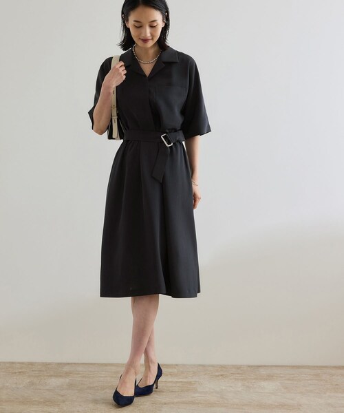 ROPE'（ロペ）の「【洗える】サファリシャツワンピース（ワンピース・レディース・ベージュ/ネイビー・36/38）」の5枚目の写真