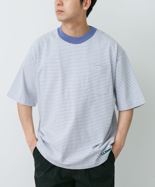 URBAN RESEARCH DOORS(アーバンリサーチドアーズ)の「L.L.Bean JAPAN EDITION UNION SHORT-SLEEVE STRIPED T-SHIRTS(Tシャツ/カットソー・メンズ・OFF/GRN/BIRCH/CRM/SAX/ROSE/CORAL/MINT/NAVY/RED/CCL/PWK・M/L/XL)」の4枚目の写真