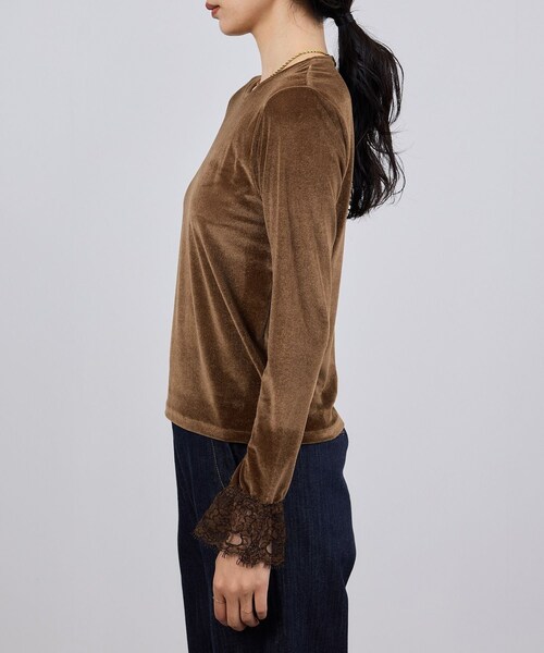 ROPE'（ロペ）の「レース袖シアーベロアカットソー/イージーケア（Tシャツ/カットソー・レディース・ブラック/ブラウン/ピンク系・F）」の14枚目の写真