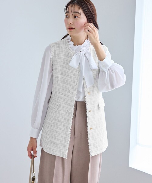 ROPE' PICNIC(ロペピクニック)の「【WEB限定カラー】ツイード金ボタンジレベスト/セレモニー対応・リンクコーデ(ベスト・レディース・ブラック系/ライトグレー/オフホワイト/ネイビー・F)」の18枚目の写真