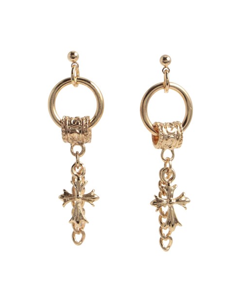 EVRIS（エヴリス）の「CHAIN CROSS MOTIF ピアス（ピアス（両耳用）・レディース・シルバー/ゴールド・F）」の7枚目の写真