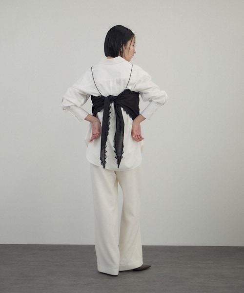 ADAM ET ROPE'（アダムエロペ）の「クロスレースマルチキャミソール（キャミソール・レディース・ブラック/オフホワイト・F）」の9枚目の写真