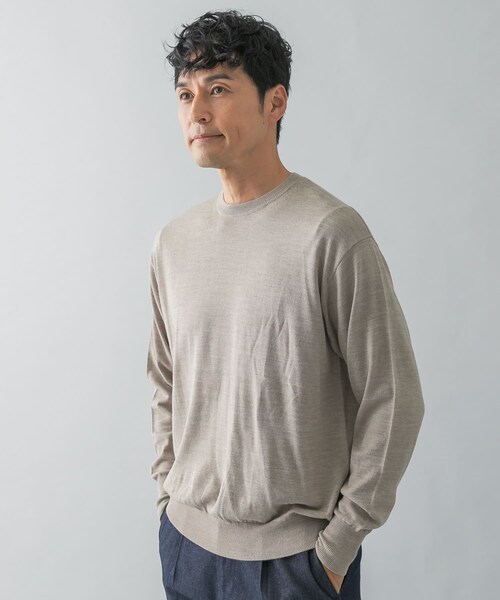 URBAN RESEARCH ROSSO（アーバンリサーチロッソ）の「イタリア糸メリノウールクルーニット（ニット/セーター・メンズ・GREIGE/GRAY/DARK BROWN/NAVY/BLACK・M/L）」の21枚目の写真