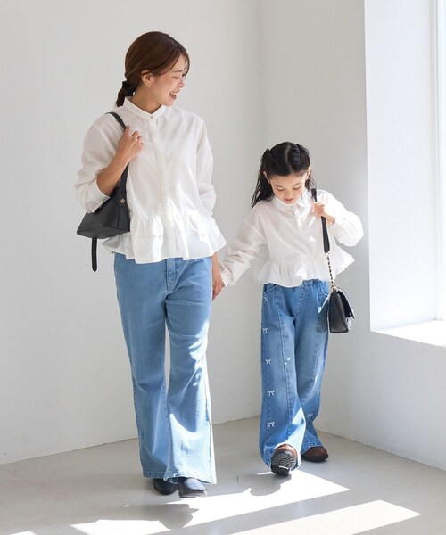 ROPE' PICNIC(ロペピクニック)の「【KIDS/キッズ】アソートペプラムブラウス/UVケア・イージーケア・リンクコーデ(シャツ/ブラウス・キッズ・ホワイト/ブルー・L/M/S)」の21枚目の写真