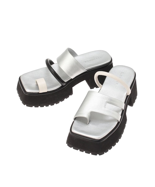 ELENDEEK（エレンディーク）の「ASYMMETRY THONG SANDAL（サンダル・レディース・オフホワイト/ブラック/ミックス・37/38）」の10枚目の写真