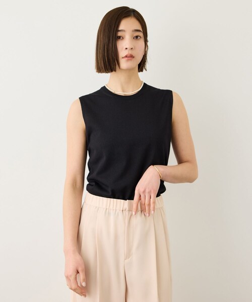 ROPE'(ロペ)の「LEVITA レイヤードニットプルーオーバー(ケープ×タンクトップ)/接触冷感・イージーケア(Tシャツ/カットソー・レディース・ブラック/ベージュ・F)」の22枚目の写真