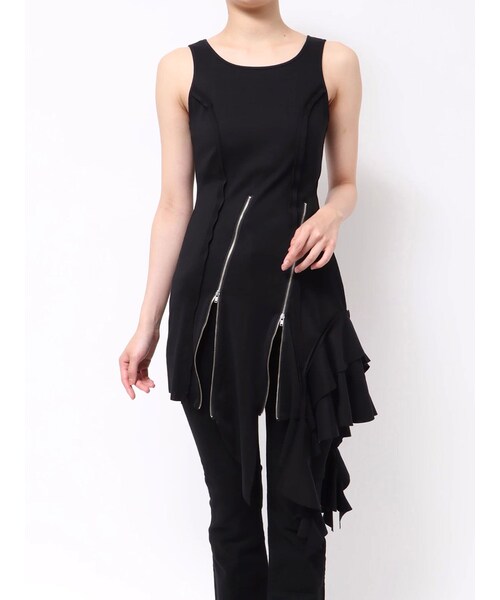 EVRIS（エヴリス）の「アシンメトリージップタンクワンピース（ワンピース・レディース・ホワイト/ブラック/カーキ・F）」の11枚目の写真