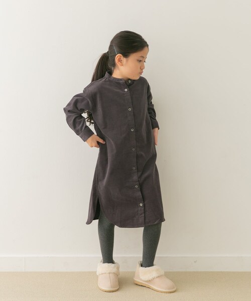 URBAN RESEARCH DOORS（アーバンリサーチドアーズ）の「『親子リンク』『UR TECH』コーデュロイシャツワンピース(KIDS)（ワンピース・キッズ・GREIGE/GRAY/MUSTARD・105/120/135）」の8枚目の写真
